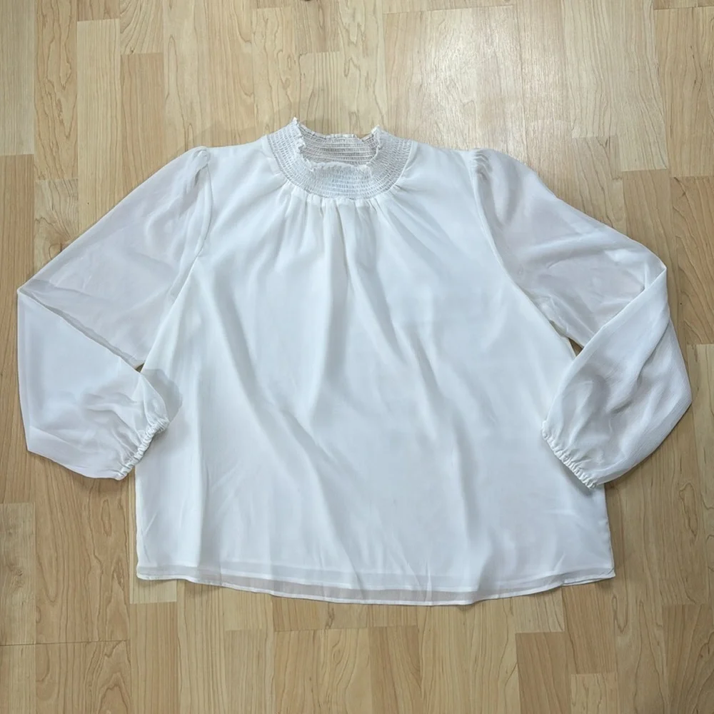 J. Crew Turtleneck Crepe Lined Long Sleeve Blouse Size XL